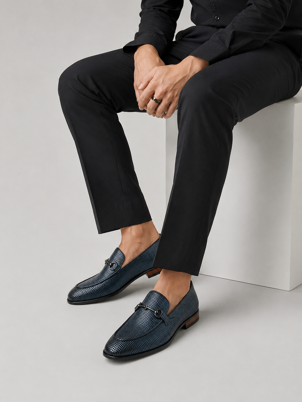 NOBLE Textured Horsebit Loafers