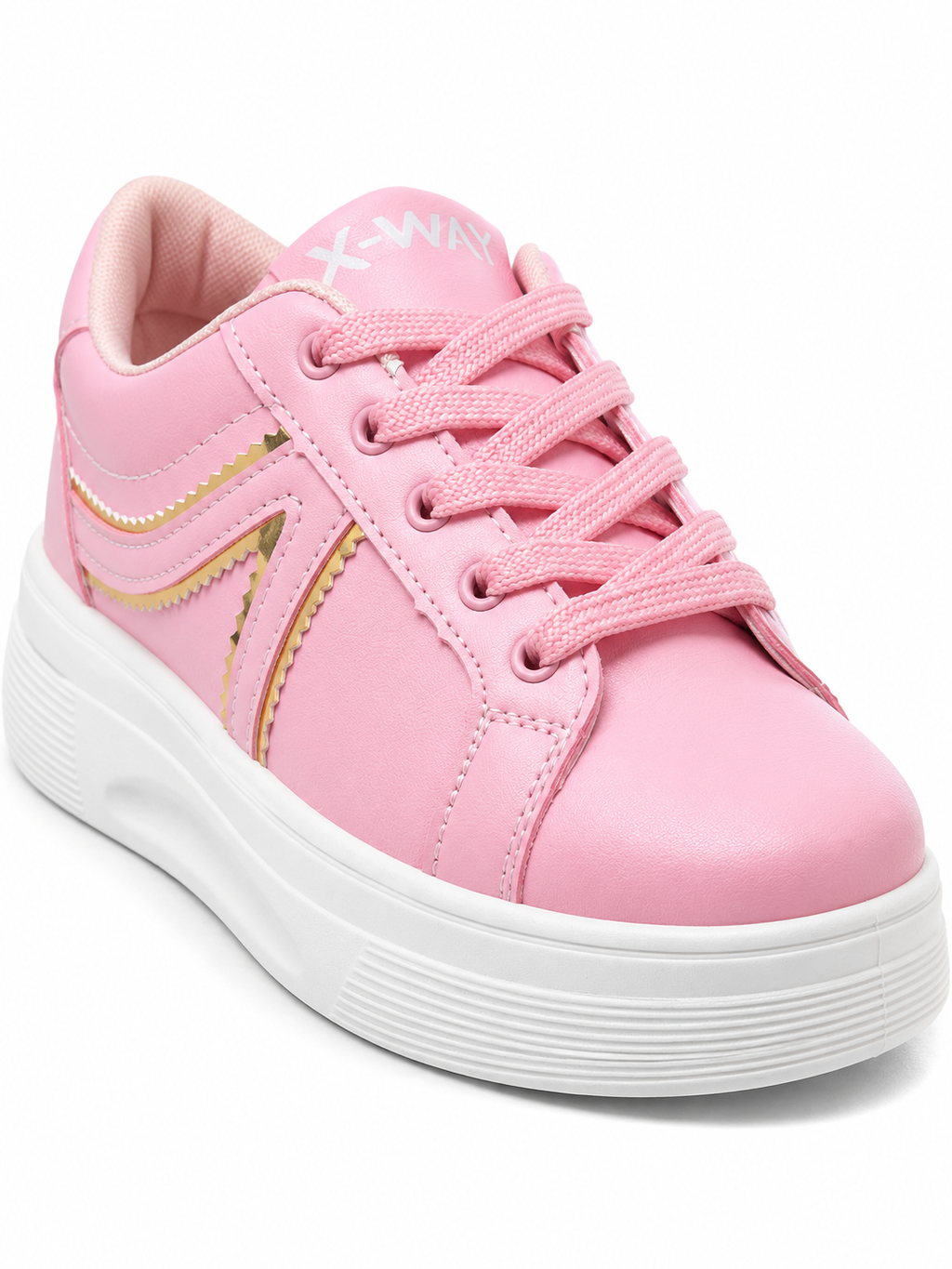 Classic Pink Lace-Up Platform Sneakers