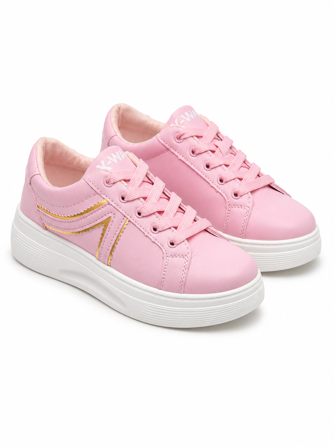 Classic Pink Lace-Up Platform Sneakers
