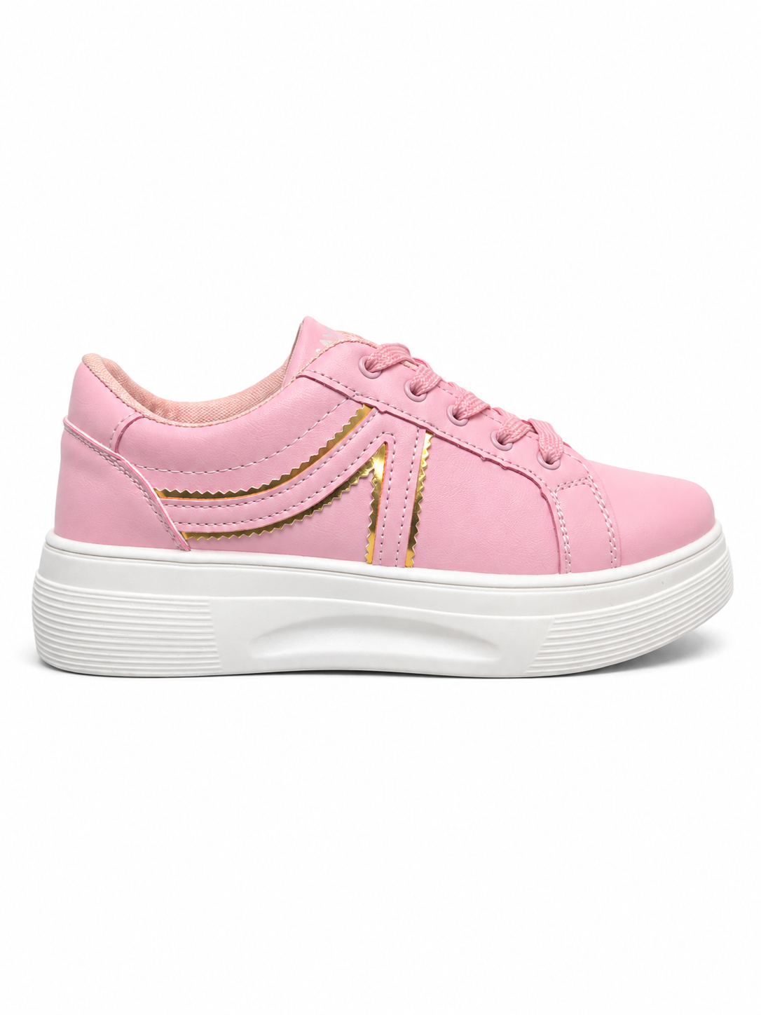 Classic Pink Lace-Up Platform Sneakers