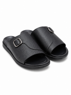 NOBLE Textured Buckle Strap Slippers