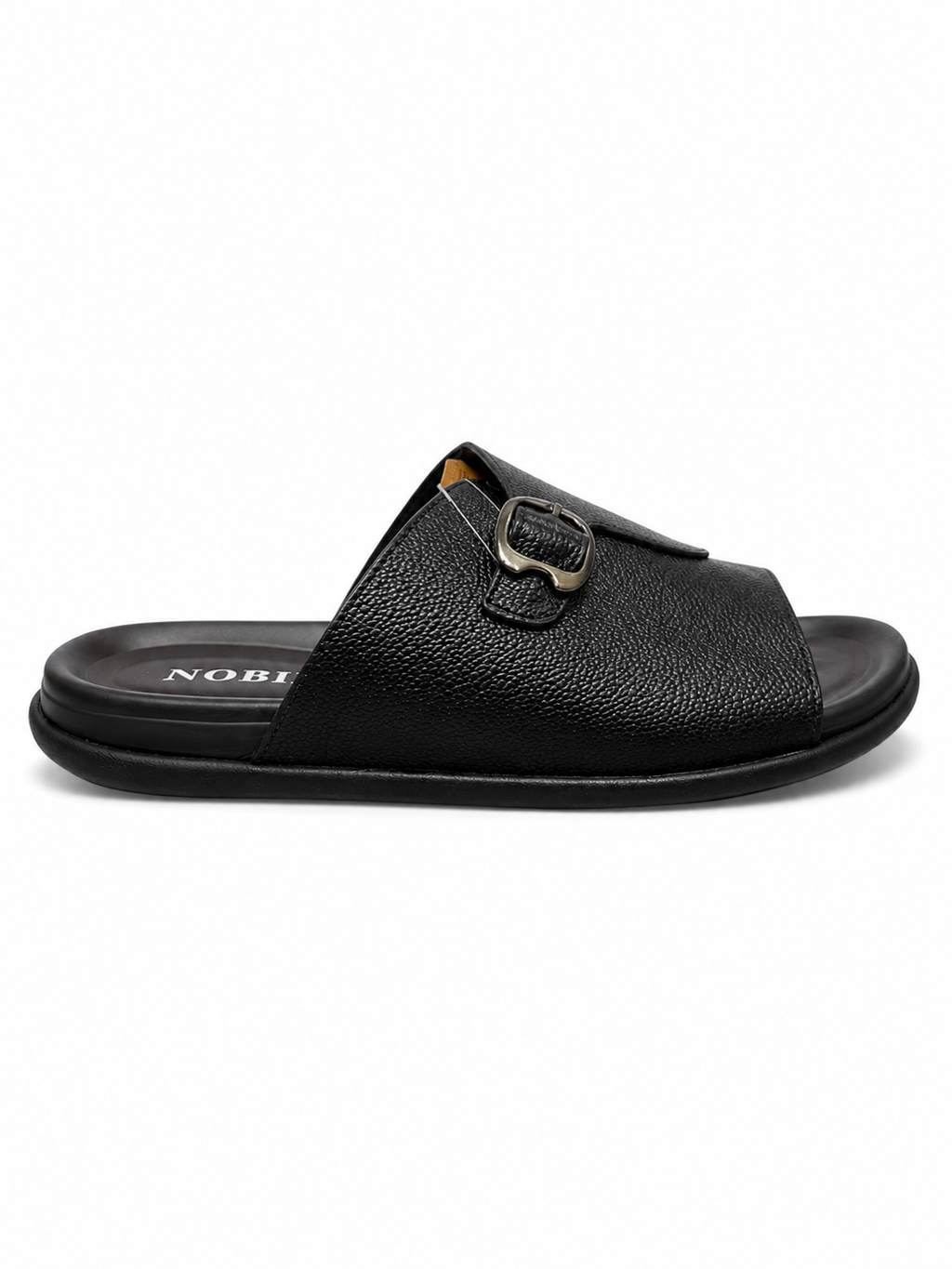 NOBLE Textured Buckle Strap Slippers