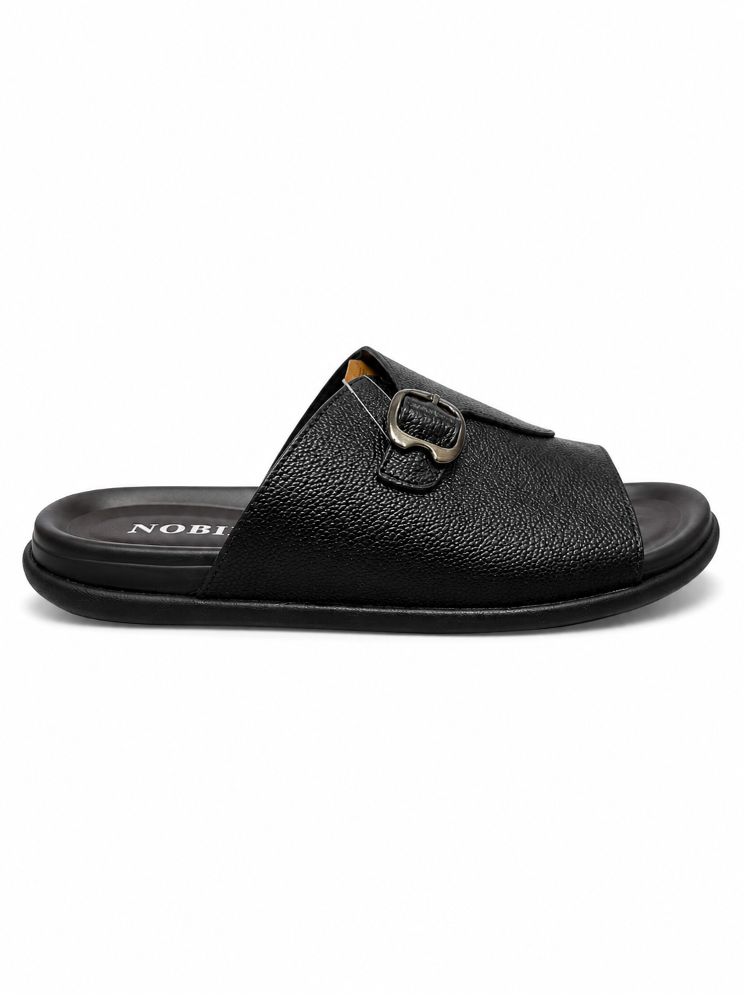 NOBLE Textured Buckle Strap Slippers