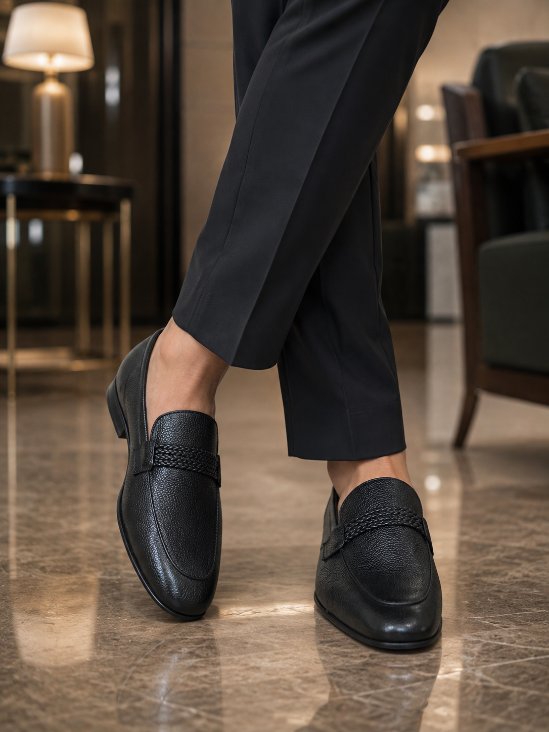 NOBLE Braided Strap Leather Loafer